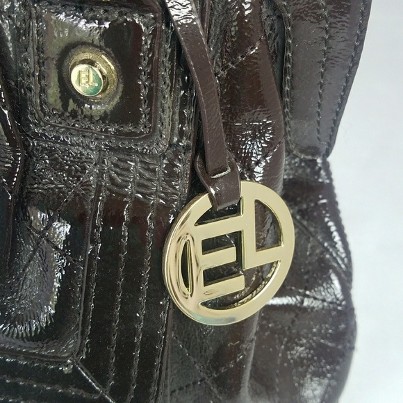 Elliott Lucca brown quilted patent leather satchel - Picture 5 of 11